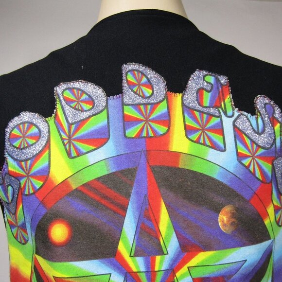 VTG Leather PRIDE PSYCHEDELIC Hippie Goddess Magic Rainbow Vest Biker S M - Picture 2 of 11